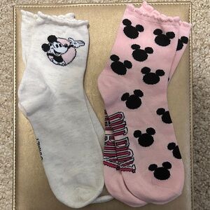 NWOT - 2 Pair Women’s Disney Cream & Pink Mickey Mouse Socks
